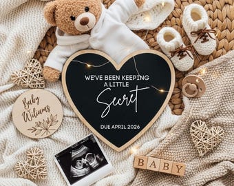 Boho Pregnancy Announcement Digital / Neutral Baby Announcement Digital / Social Media Facebook Instagram / Editable Template Bear Secret