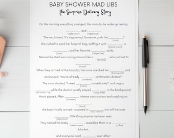 Funny Baby Shower Game, Baby Shower Mad Libs, Hilarious Baby Story Activity for Baby Shower, Printable Gender Neutral Baby Shower Game