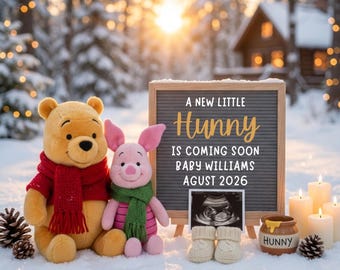 Little Hunny Pregnancy Announcement | Winnie the Pooh Baby Reveal | New Year 2026 Template
