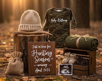 Hunting Pregnancy Announcement, Digital Baby Announcement, Editable Baby Reveal Template Digital Download, Social Media Pregnancy Template