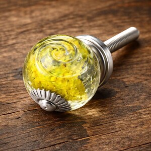Yellow Glass Cabinet Knob, Vintage Drawer Knob, Decorative Glass Pull, Kitchen Cabinet Handle, Dresser Knob, Handmade Furniture Hardware