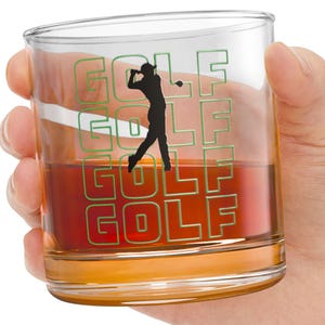 Golf Whiskey Glass, Golfer Rocks Glass for Men, Golf Lover Gift, Father&#39;s Day Golf Barware, Unique Golf Cocktail Glass, Gift for Golfers