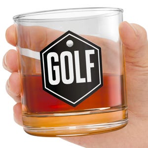 Golf Whiskey Glass, Golfer Rocks Glass for Men, Golf Lover Gift, Father&#39;s Day Golf Barware, Unique Golf Cocktail Glass, Gift for Golfers