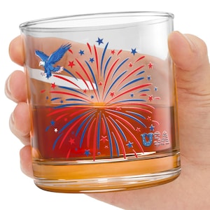 4th of July Whiskey Glass, Rocks Glass, Merica Barware, American Whiskey Gift, Gifts for Veterans, Barware for Him, Gifts for Bourbon Lovers