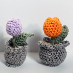 Crochet Plush Potted Tulips: Handmade Desk Decoration