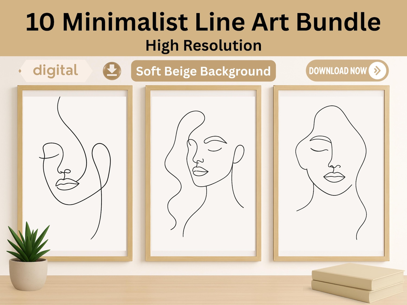 Minimalist Woman Face Line Art Abstract Female Face Printable Wall Art ...
