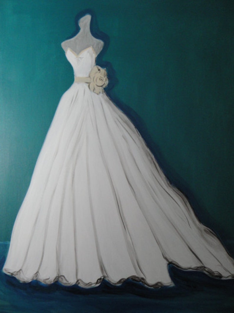 9x12 Wedding Dress Custom Art Portrait Etsy