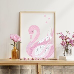 Swan Printable, Printable Wall Art, Nursery Wall Art, Kids Room Printable, Nursery Printable,  instant download