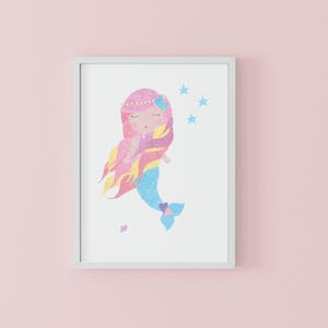 Mermaid Printable, Printable Wall Art, Nursery Wall Art, Kids Room Printable, Nursery Printable,  instant download