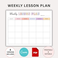 Editable Weekly Lesson Plans - Templates Daily Teacher Planner Google ...