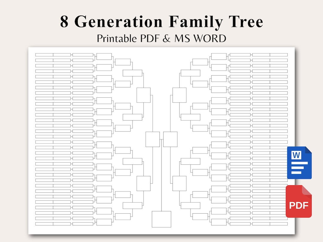 8 Generation Family Tree Chart, Printable Family Tree Template, Family ...