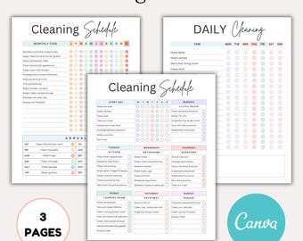 Editable Cleaning Schedule Canva Template: Weekly Chore Chart (Digital Download)