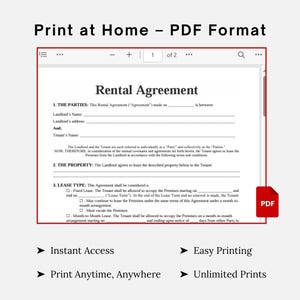 Editable Rental Agreement Template, Printable Lease Contract, Lease ...
