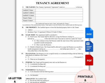 Rent a Room Tenancy Agreement Template: Editable Word, PDF, Google Docs
