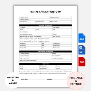 Editable Rental Application Template: Landlord Lease Form (Word, PDF, Google Docs)