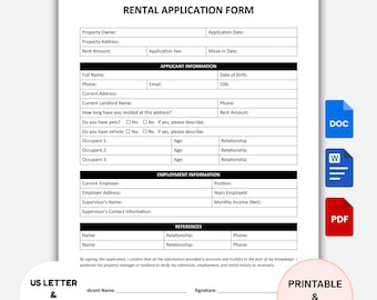 Plantilla de solicitud de alquiler editable: Formulario de contrato de arrendamiento para arrendadores (Word, PDF, Google Docs)