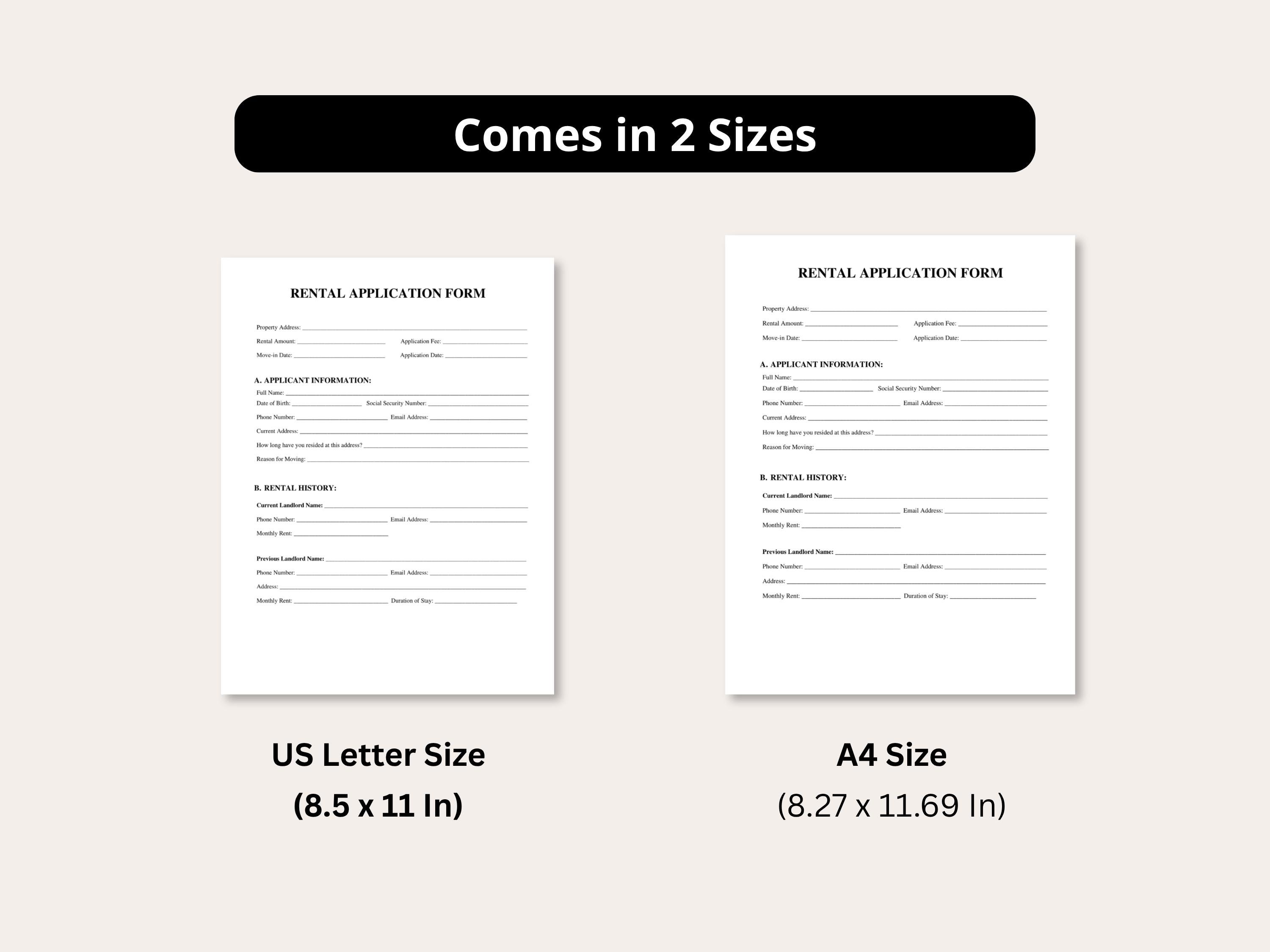 Printable Rental Application Form, Landlord Rental Application, Tenant ...