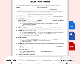 Bearbeitbare Mietvertragsvorlage: Monatliche Miete (Word, PDF, Google Docs)