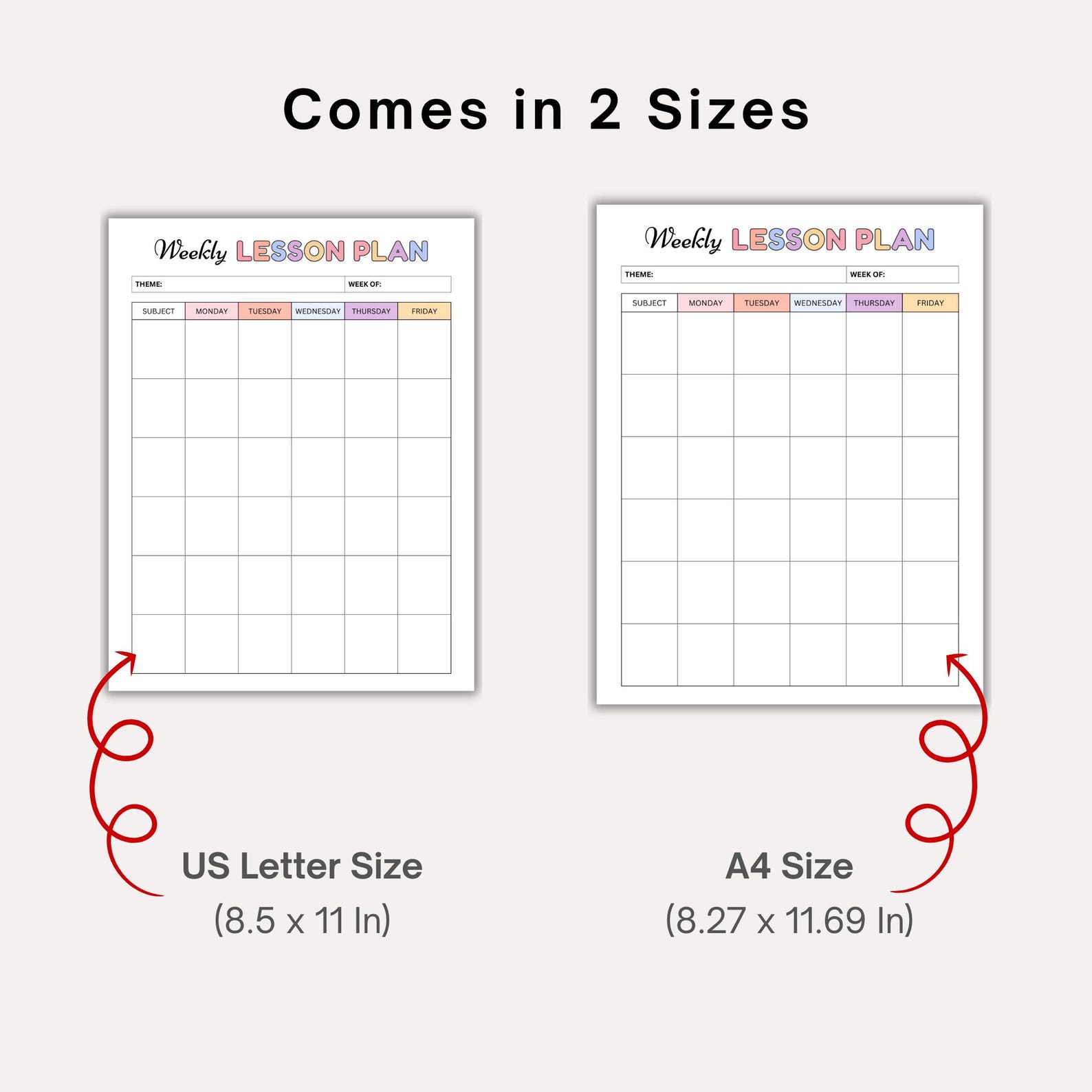 Simple Weekly Lesson Plan Template, Preschool, Prek, Kindergarten ...
