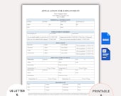 Editable Job Application Template: US Letter & A4 (Google Docs, Word - Instant Download)