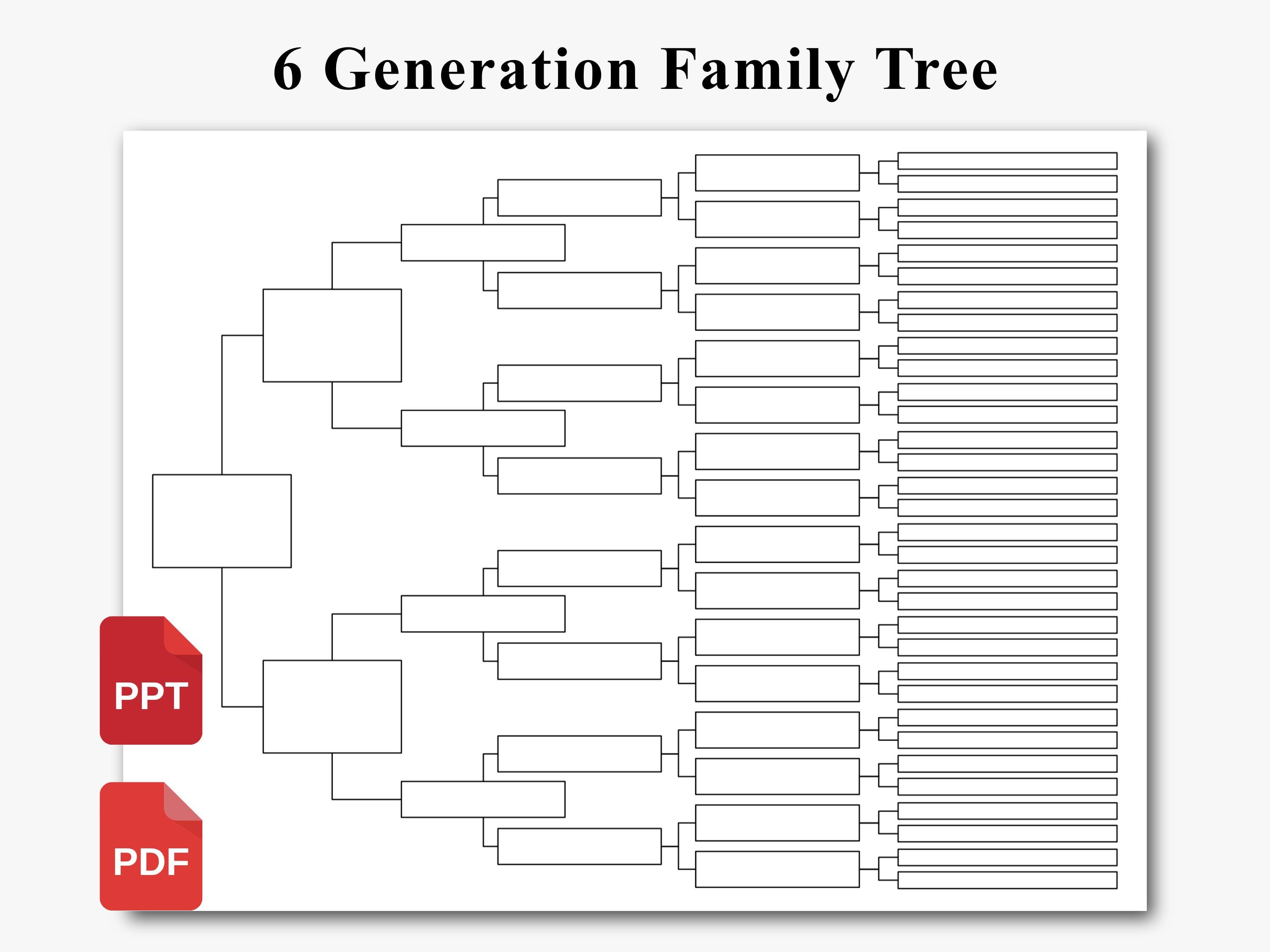 Six Generation Chart.pdf 6 Generation Family Tree Chart, Printable Family Tree Template ...