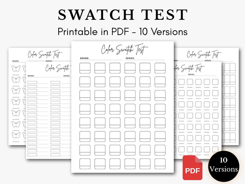 Blank Color Swatch Chart Printable PDF, Color Test Sheet, Marker Set ...