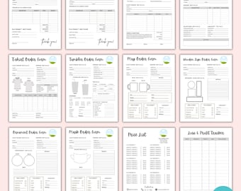 Plantilla de formulario de pedido editable, plantilla de factura, formularios de pedido personalizados imprimibles para pequeñas empresas, formularios de pedido de camisetas para artesanos, plantilla de Canva