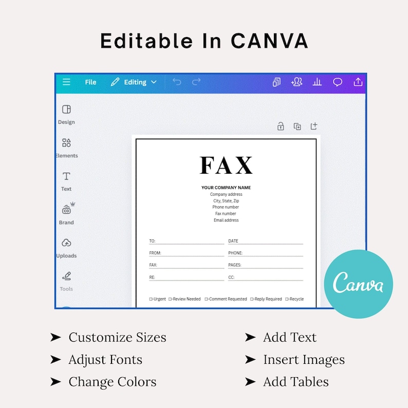 Fax Cover Sheet Editable, Fax Sheet, Fax Cover Template, Personal Fax ...