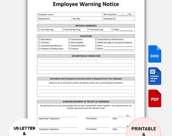 Employee Warning Notice Template (PDF, Word, Google Docs)