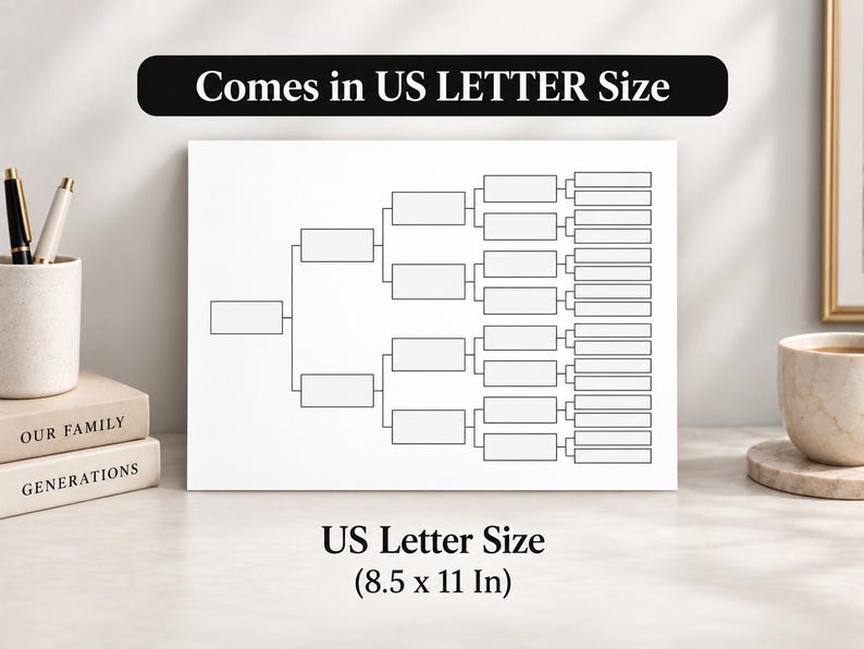 Text Tree Chart Five Generation Ancestry Chart, Printable Family Tree Template and ...