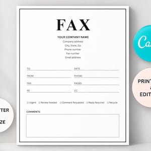 Peut inclure: Une feuille de couverture de fax blanche avec du texte et des lignes noirs. Le document comprend des champs pour les coordonnées de l'entreprise et des cases à cocher pour le statut comme Urgent, Review Needed, Comment Requested, Reply Required.