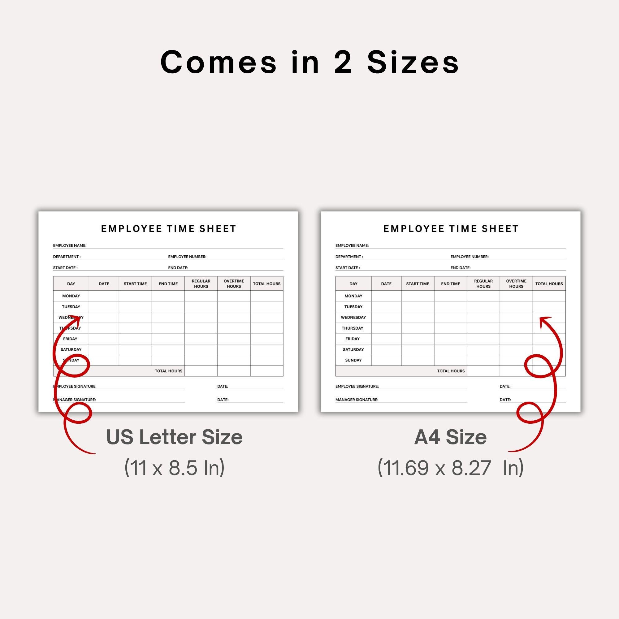 Weekly Employee Time Sheet Log Printable | Small Business Timecard ...