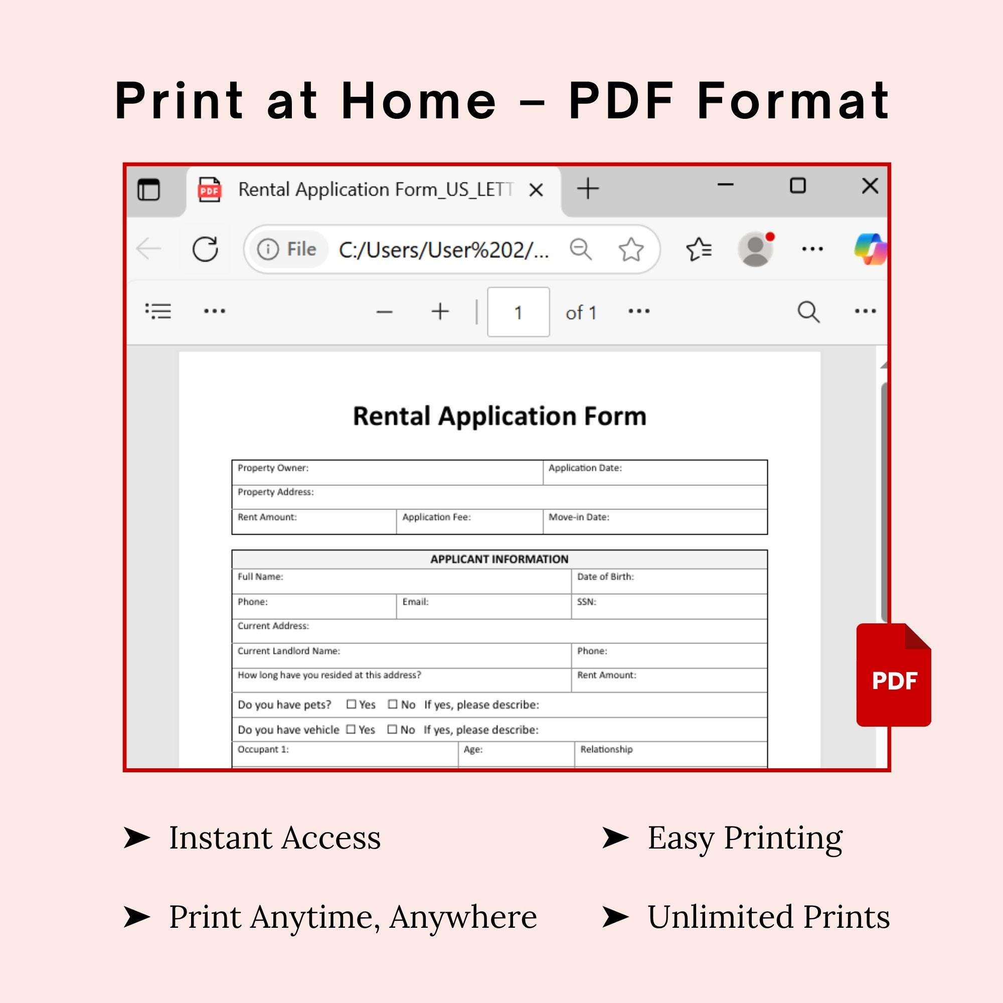 Application To Rent Form Rental Application Form Printable, Landlord Rental Application Template ...