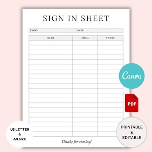 Open House Sign-In Sheet Template: Realtor Guest List (Canva & PDF)