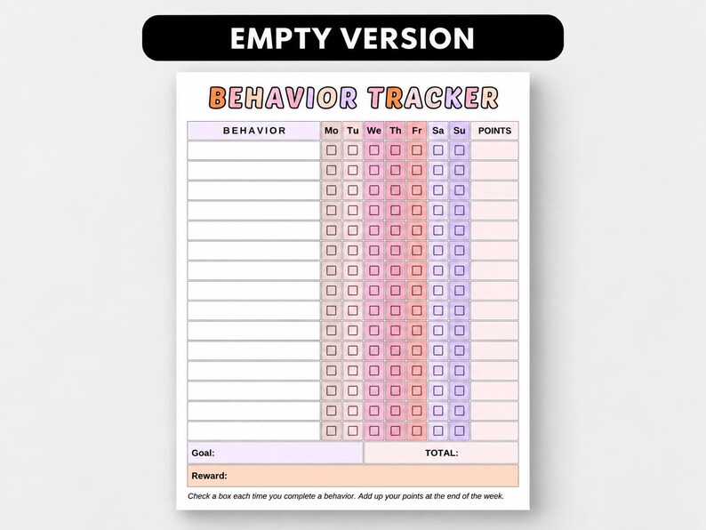 Editable Canva Behavior Tracker for Kids, Printable Reward Chart (PDF ...