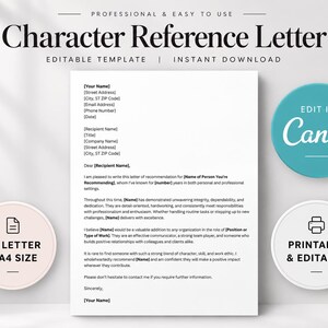 Peut inclure: Un modèle numérique de lettre de recommandation avec du texte noir sur fond blanc. Le document comprend des espaces réservés pour les coordonnées, les détails du destinataire et le corps de la lettre. Compatible avec les formats US Letter et A4.