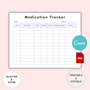Medication Log Printable | Weekly Medicine Schedule | Medication Tracker | Daily Medication Log | Medicine Log Template Nurses & Caregivers