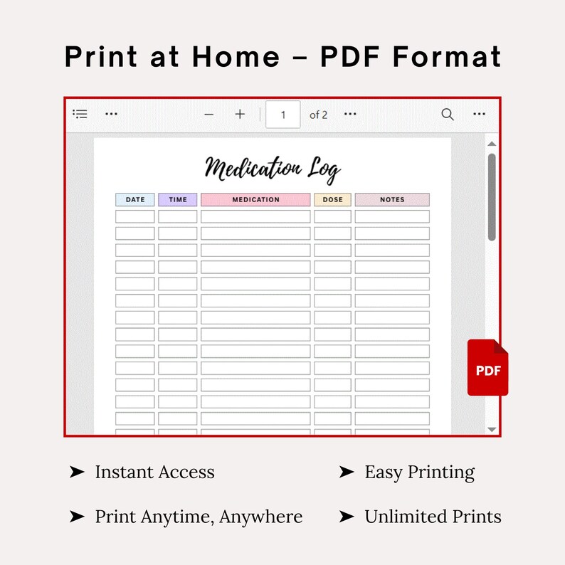 Weekly Medication Log Printable: Daily Medicine Tracker (CANVA & PDF ...