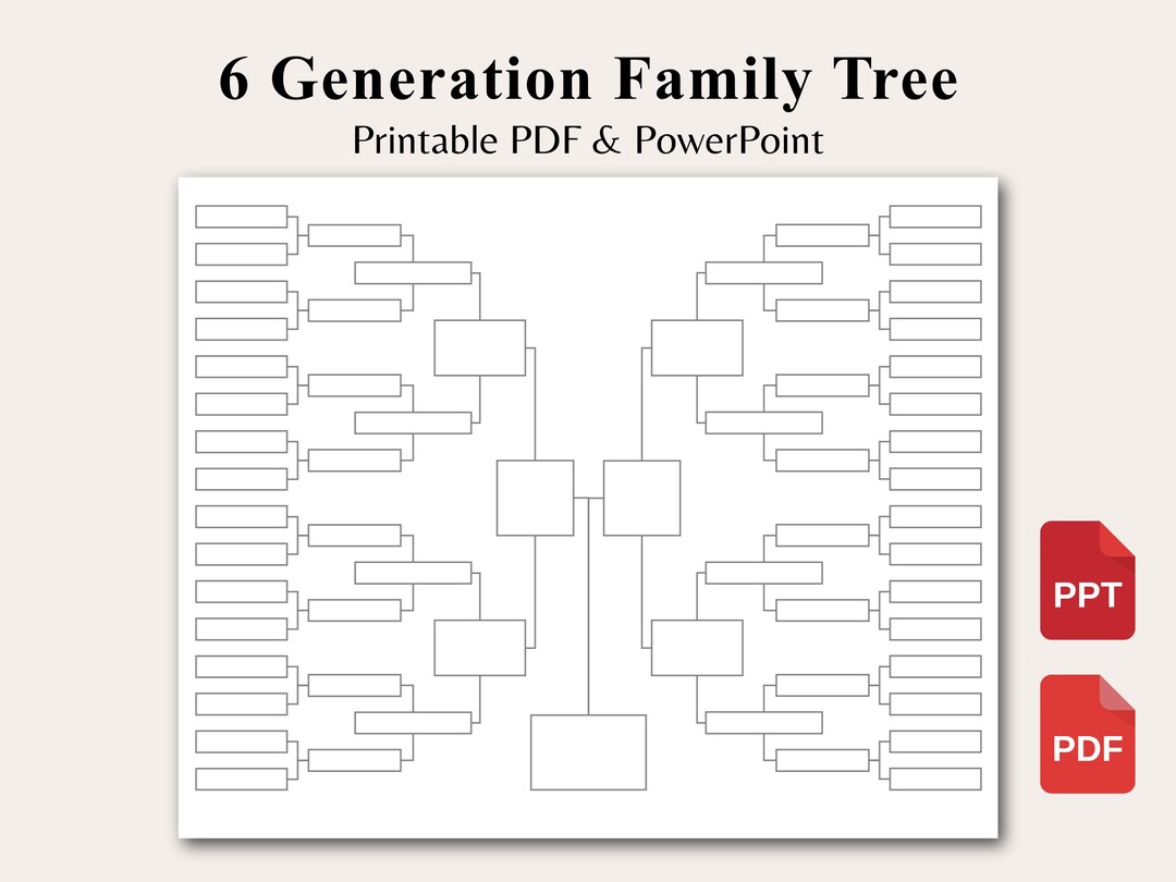 Six Generation Chart.pdf Printable 6 Generation Family Tree Template, Family Reunion Gift ...