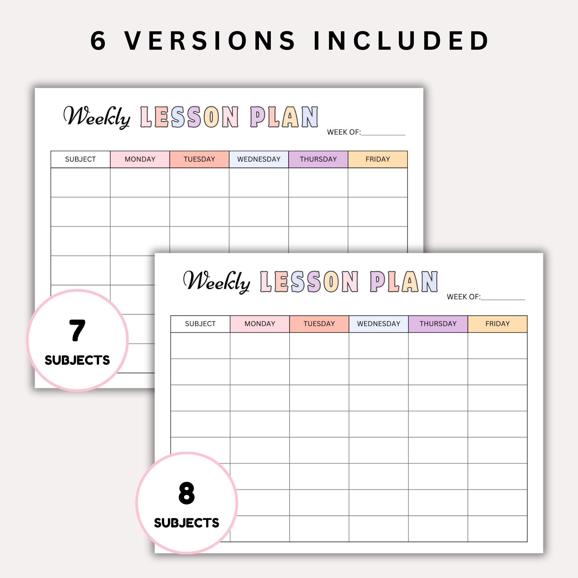 Weekly Lesson Plan Template: Teacher Planner, Classroom Schedule (PDF ...