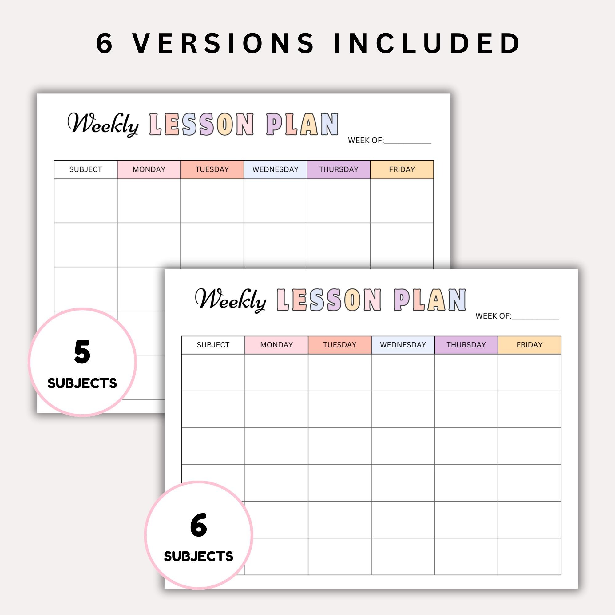 Weekly Lesson Plan Template: Teacher Planner, Classroom Schedule (PDF ...