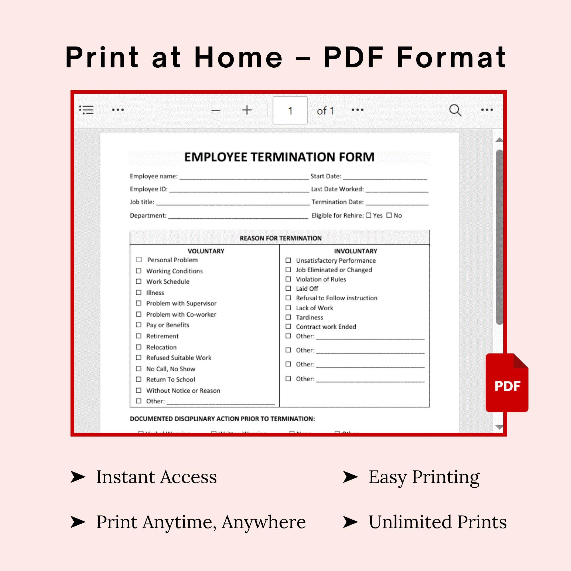 Adp Termination Form.pdf Employee Termination Form Template: Editable HR Offboarding (word, PDF ...