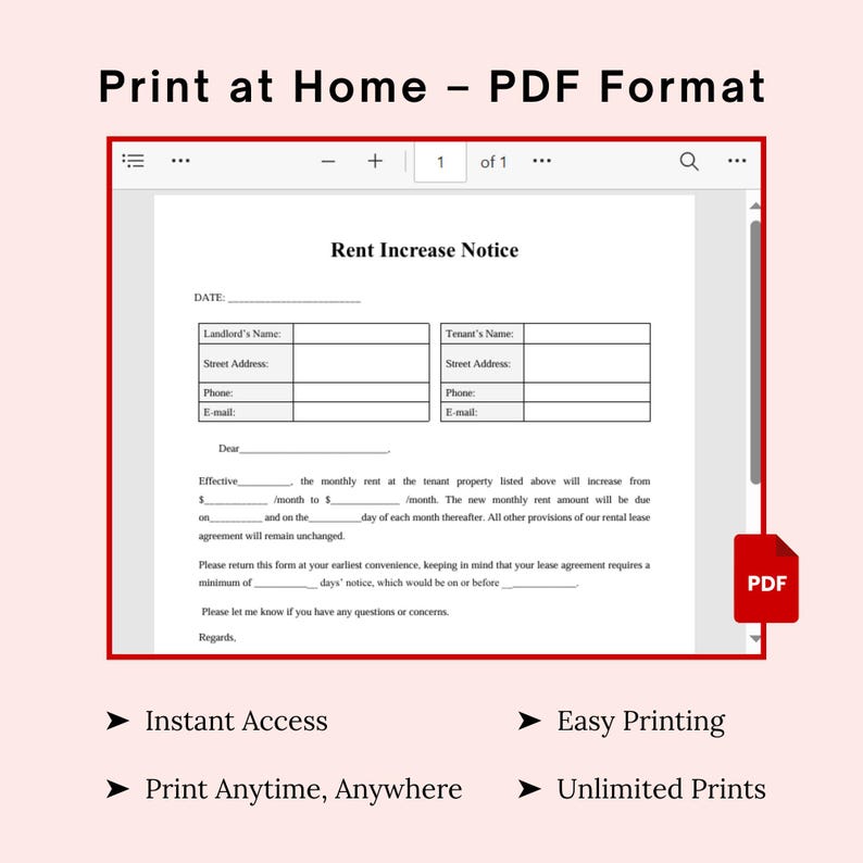 Alberta Rent Increase Form.pdf Editable Rent Increase Notice Template, Rental Increase Notice, Rent ...