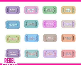 Book Trope Ticket Bundle: PNG SVG Files for Bookmarks (Digital Download