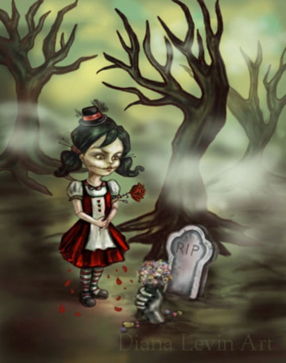 Items similar to Zombie Art Valentine�s Day Gift Halloween Print