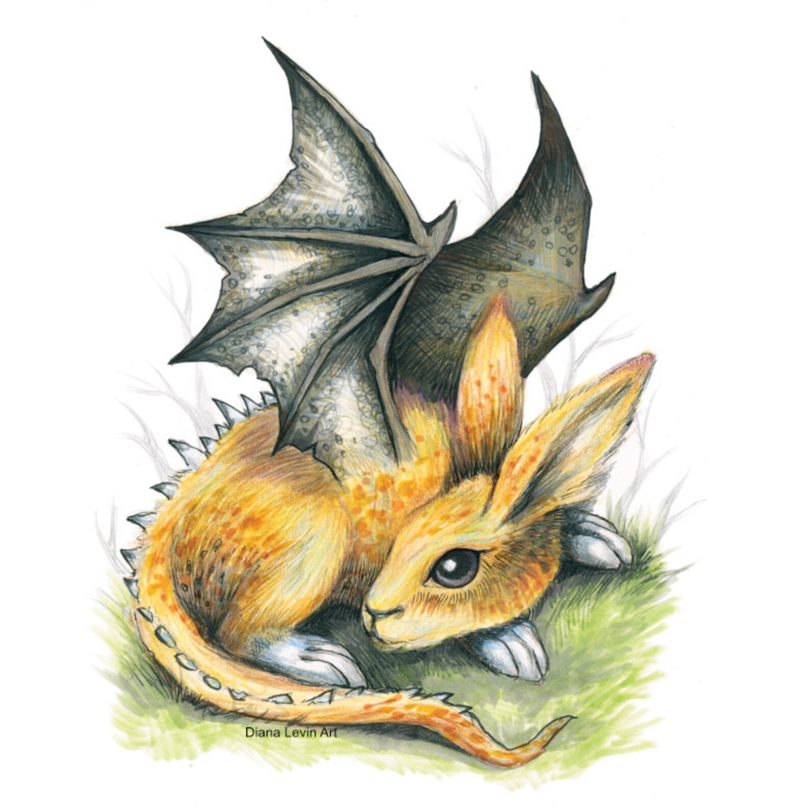 Dragon Bunny Art Print 5 x 7 Rabbit Fantasy Etsy