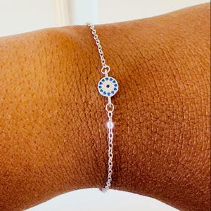 925 Sterling Silver Evil Eye Bracelet – Nazar Boncuk Charm Bracelet – Non Tarnish Waterproof Jewelry – Perfect Gift for Her – BareSilverUK