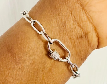 Minimalistisches Silber Gliederkettenarmband: Wasserdichter Schmuck