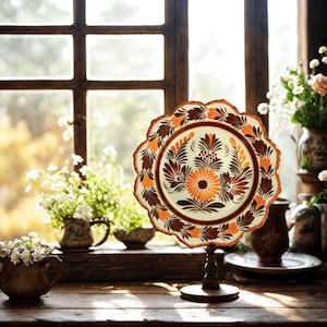 French Vintage Wall Plate – HB Quimper Style – 1983 Hand Painted Faience – 27 cm Floral Decor – Rustic Cottage Kitchen Art