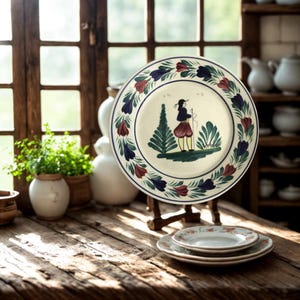 Vintage HB Henriot Quimper Plate – French Faience Hand Painted Wall Plate – Breton Man Folk Art Decor – France Pottery – 10&quot;